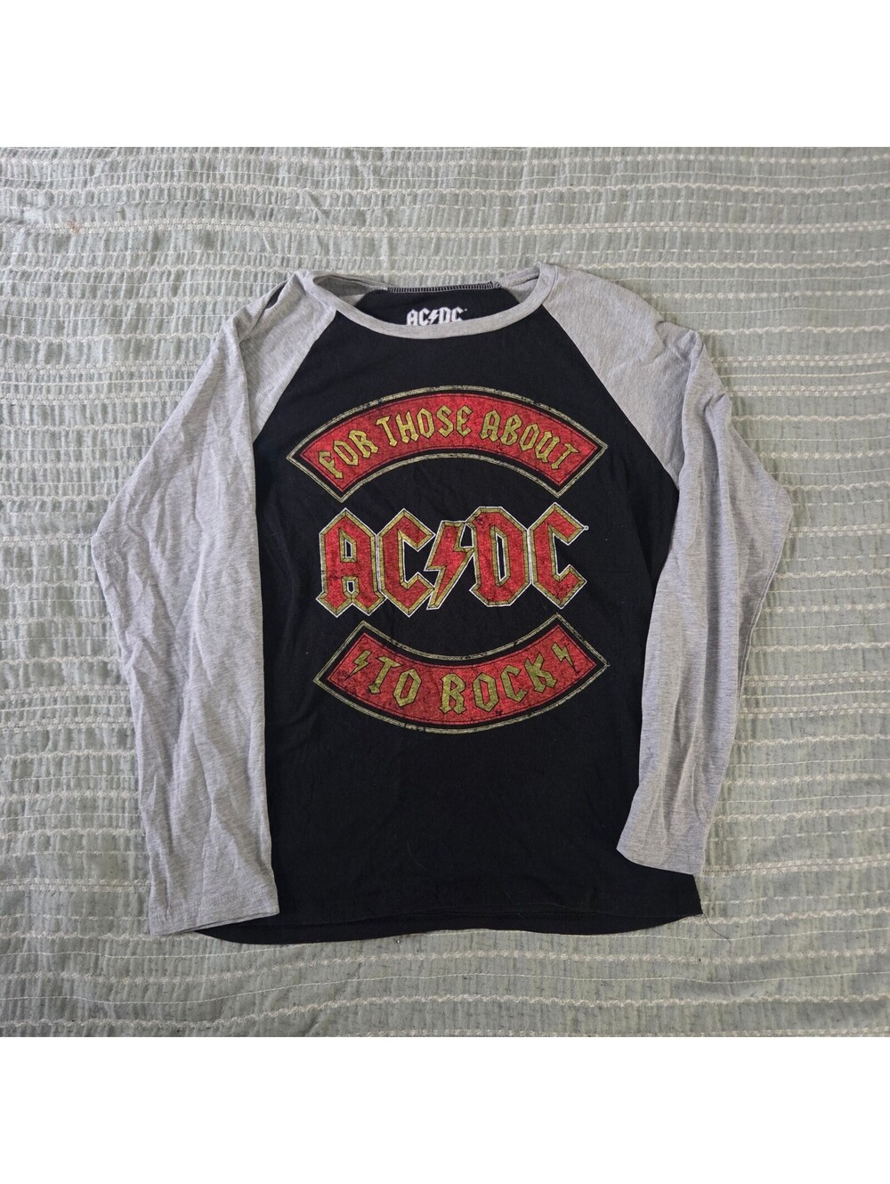 AC DC For Those About To Rock black and grey raglan shirt